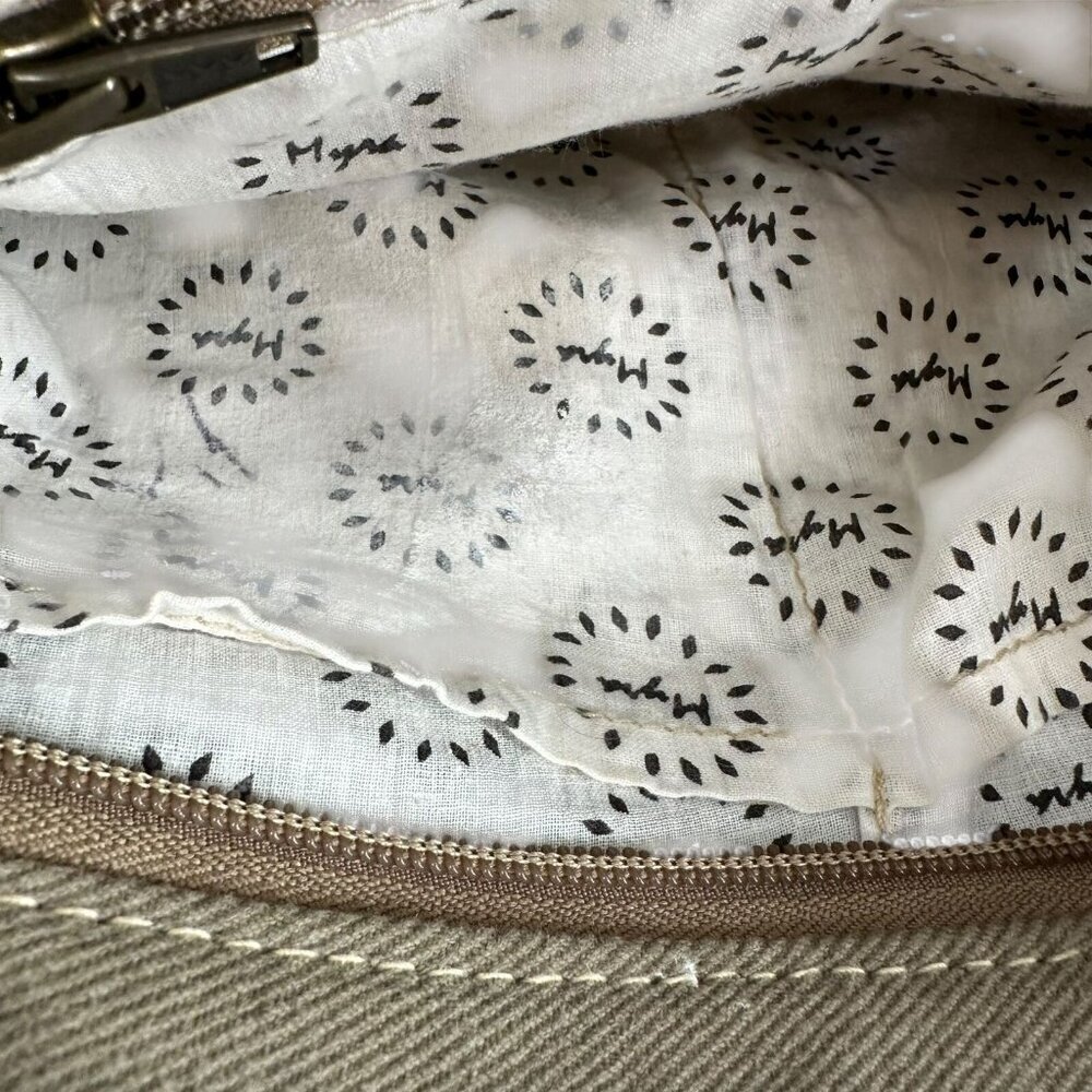 Myra Bag Sage Green Canvas and Brown Leather Messenger Tote Crossbody Bag - Picture 9 of 9